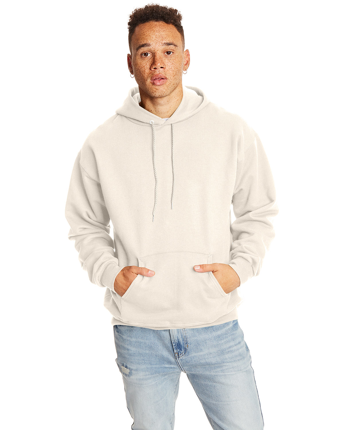 Hanes Adult 9.7 oz. Ultimate Cotton® 90/10 Pullover Hooded Sweatshirt NATURAL 