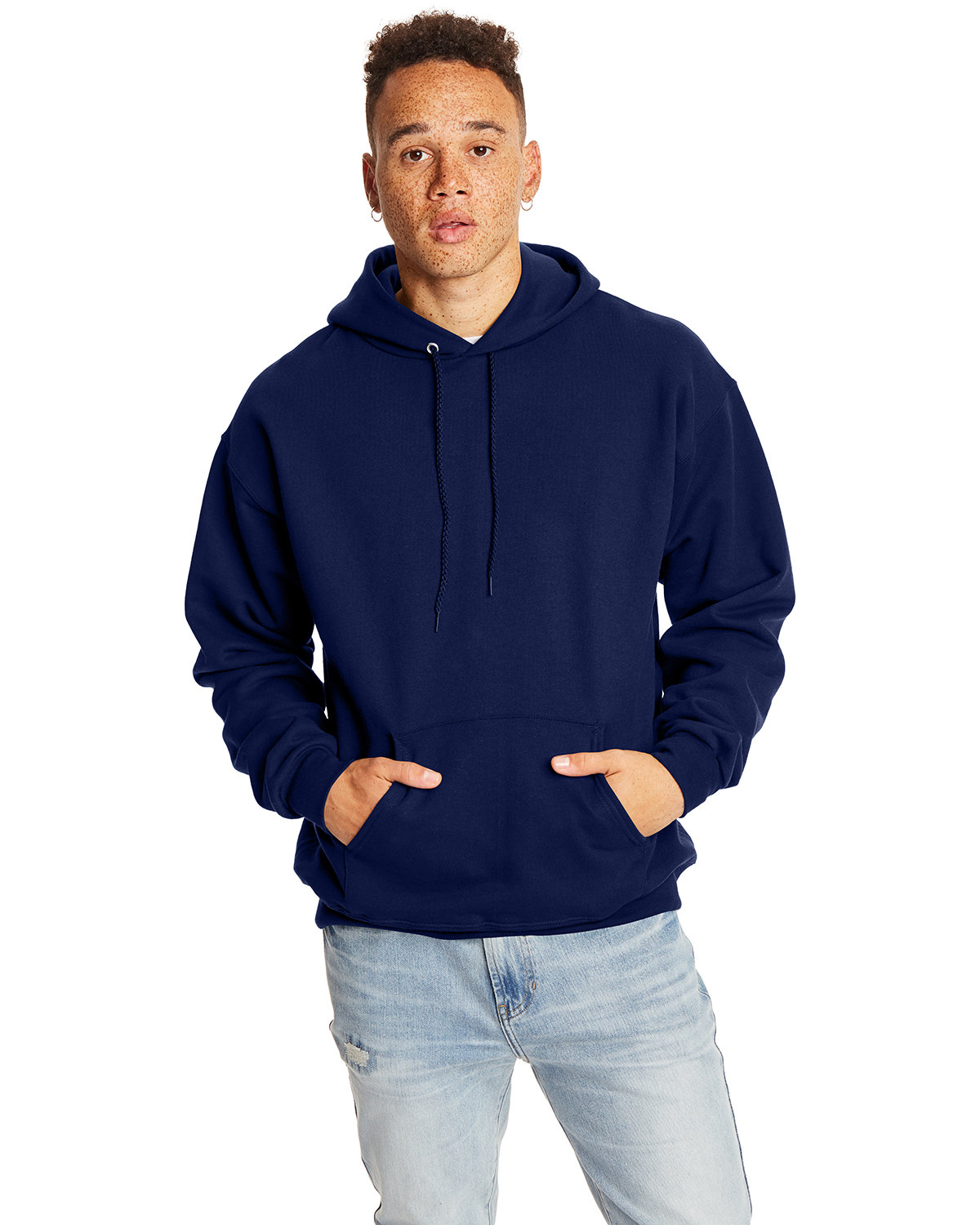 Hanes Adult 9.7 oz. Ultimate Cotton® 90/10 Pullover Hooded Sweatshirt NAVY 