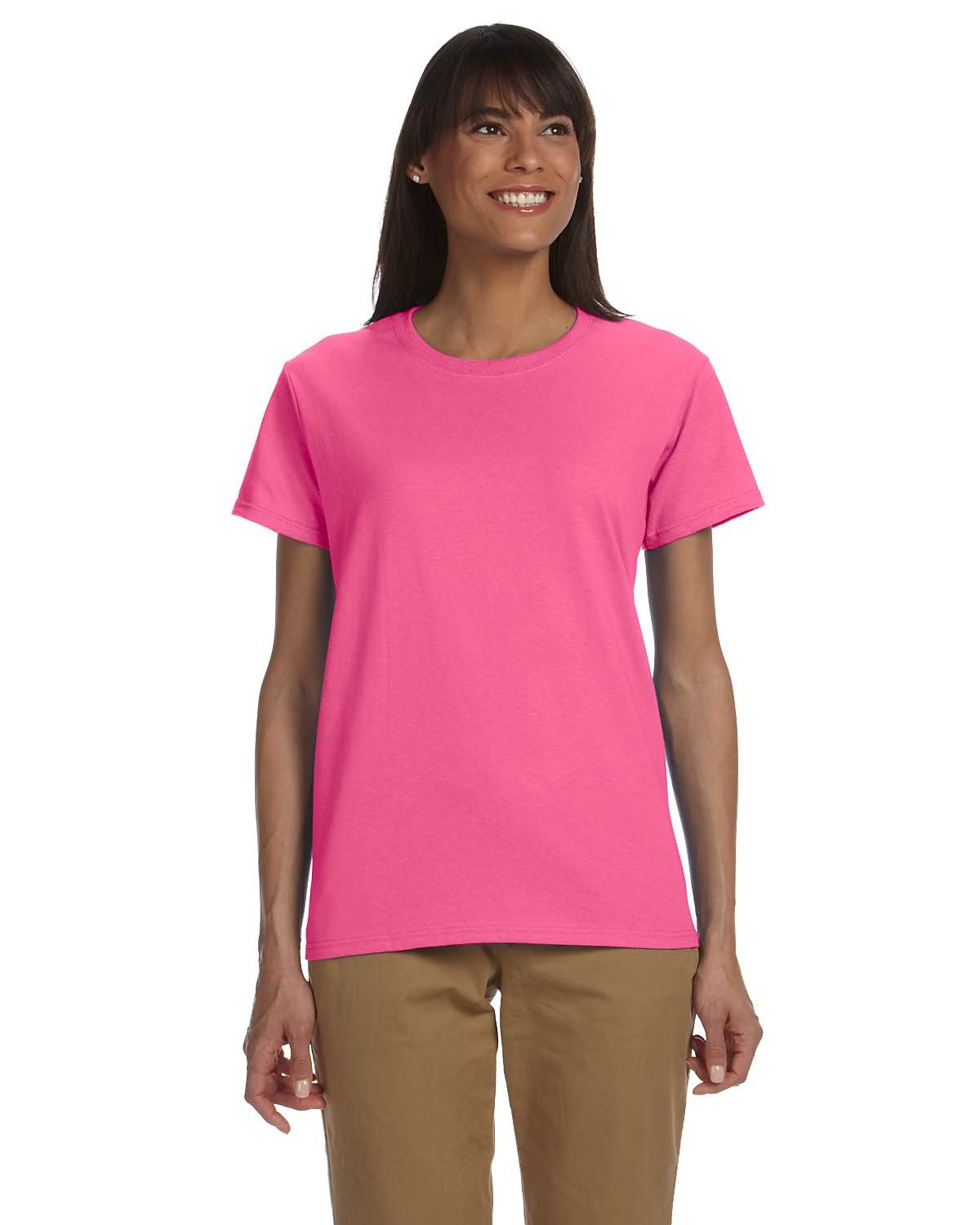 Gildan Ladies' Ultra Cotton® T-Shirt SAFETY PINK 
