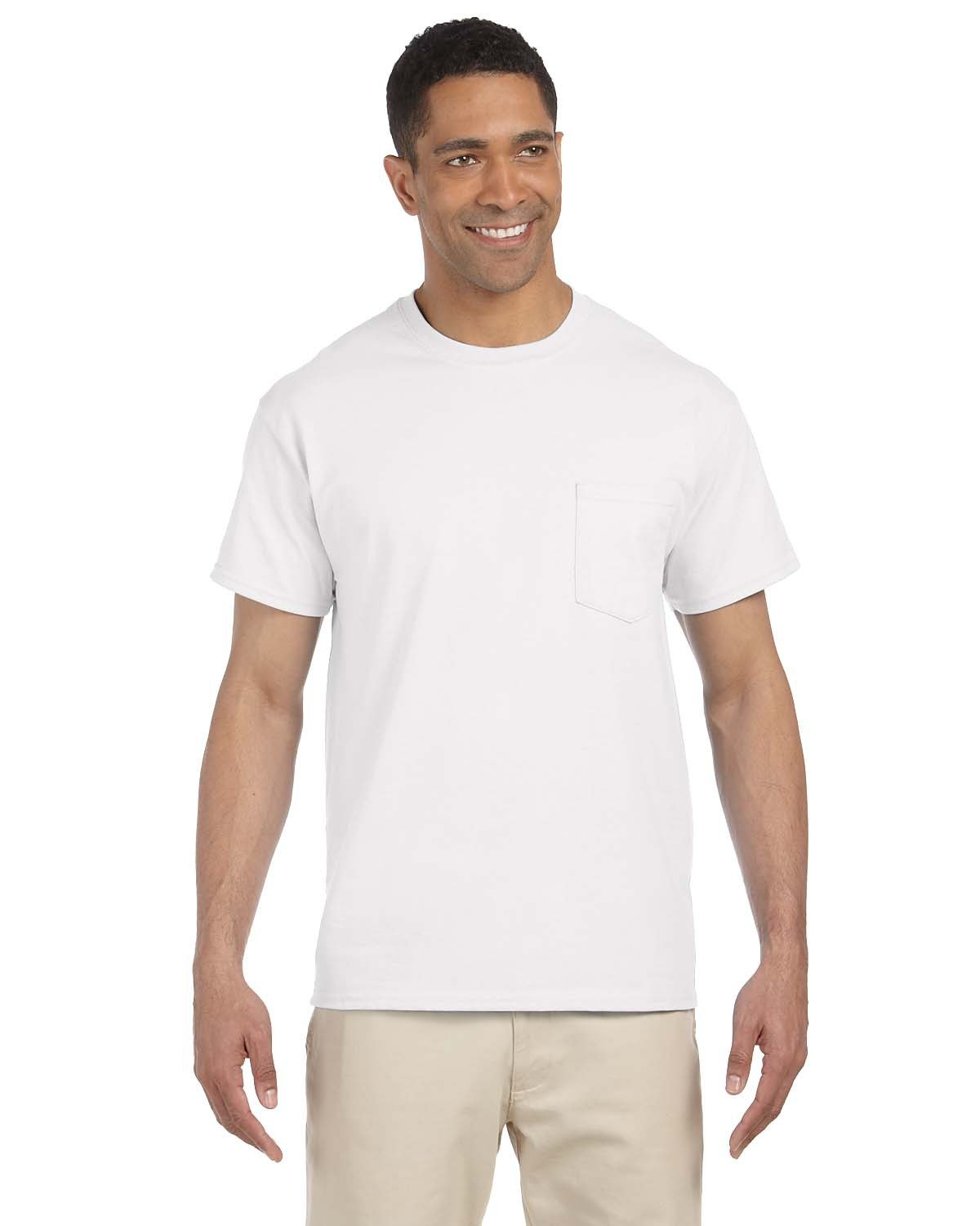 Gildan Adult Ultra Cotton® 6 oz. Pocket T-Shirt WHITE 