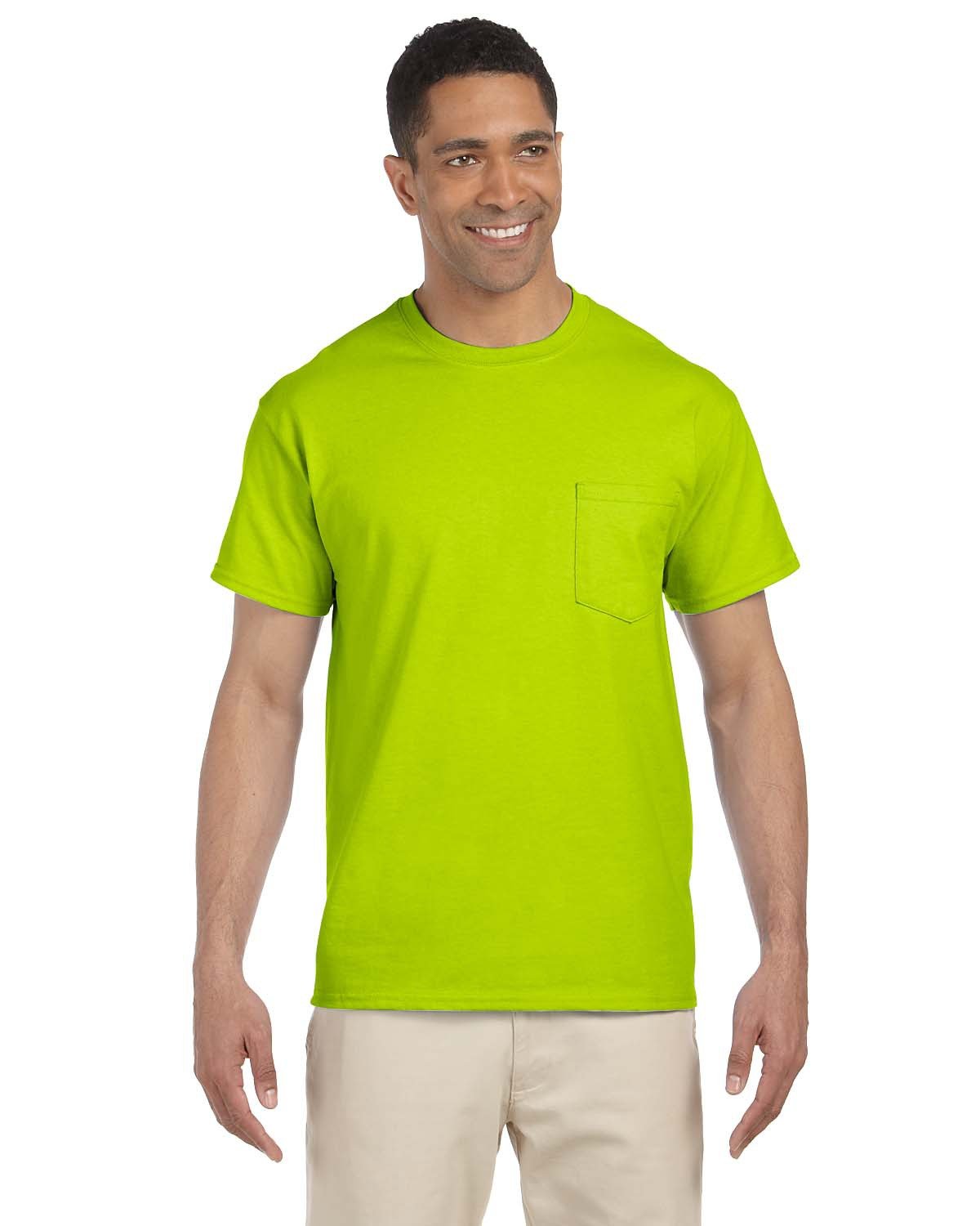 Gildan Adult Ultra Cotton®  Pocket T-Shirt SAFETY GREEN 