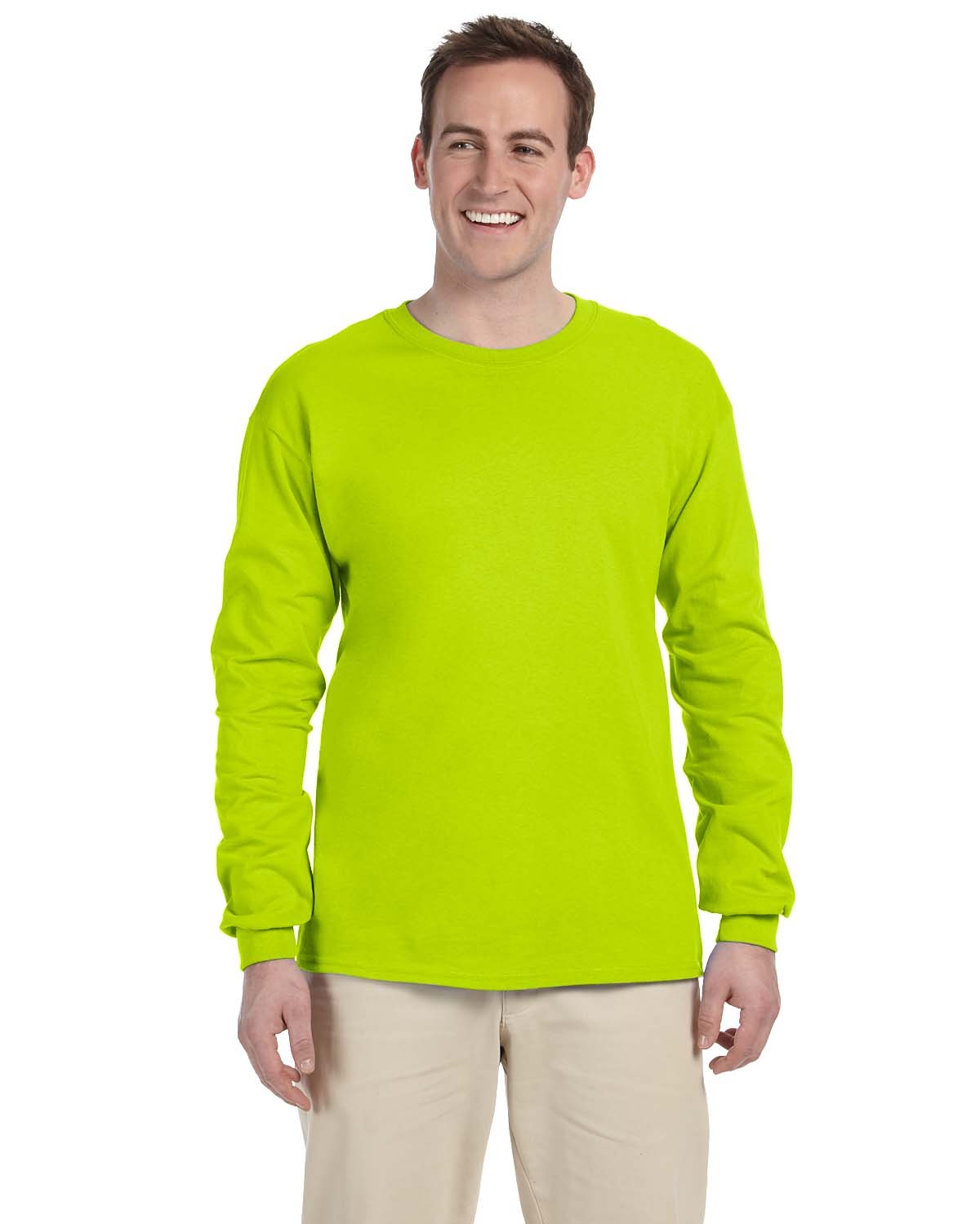 Gildan Adult Ultra Cotton® 6 oz. Long-Sleeve T-Shirt SAFETY GREEN 