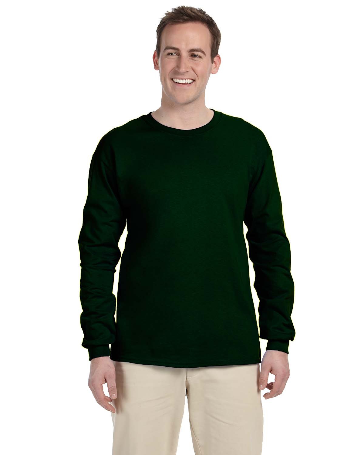 Gildan Adult Ultra Cotton® 6 oz. Long-Sleeve T-Shirt FOREST GREEN 