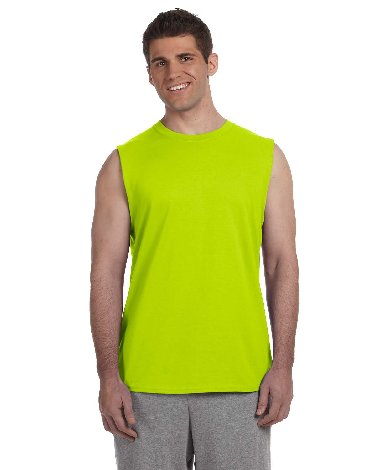 Gildan Adult Ultra Cotton® Sleeveless T-Shirt SAFETY GREEN 