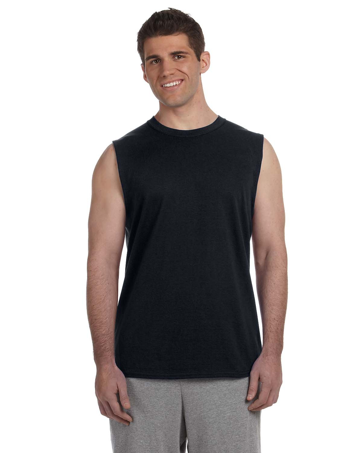 Gildan Adult Ultra Cotton® Sleeveless T-Shirt BLACK 