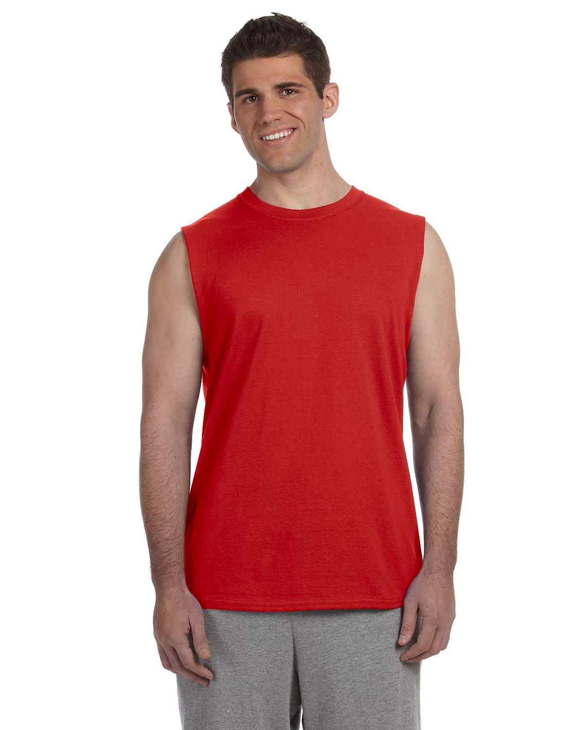 Gildan Adult Ultra Cotton® Sleeveless T-Shirt RED 