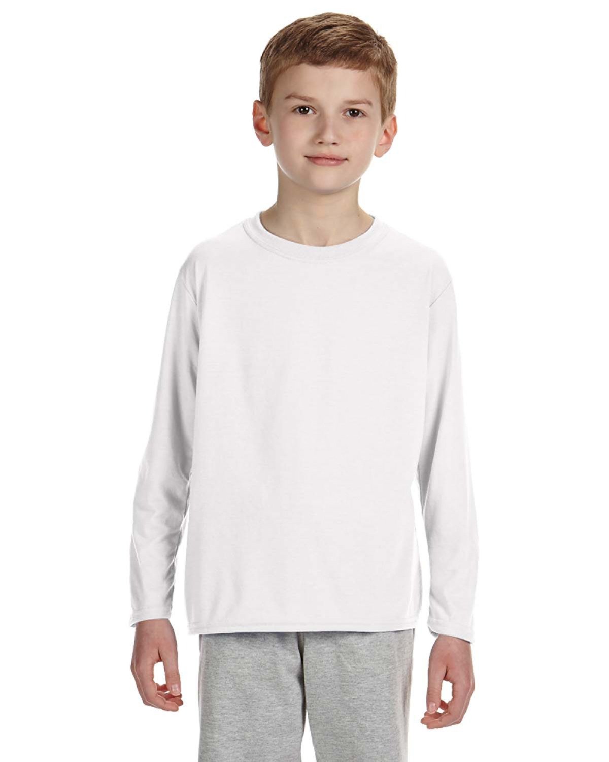 Gildan Youth Performance® Youth 5 oz. Long-Sleeve T-Shirt WHITE 