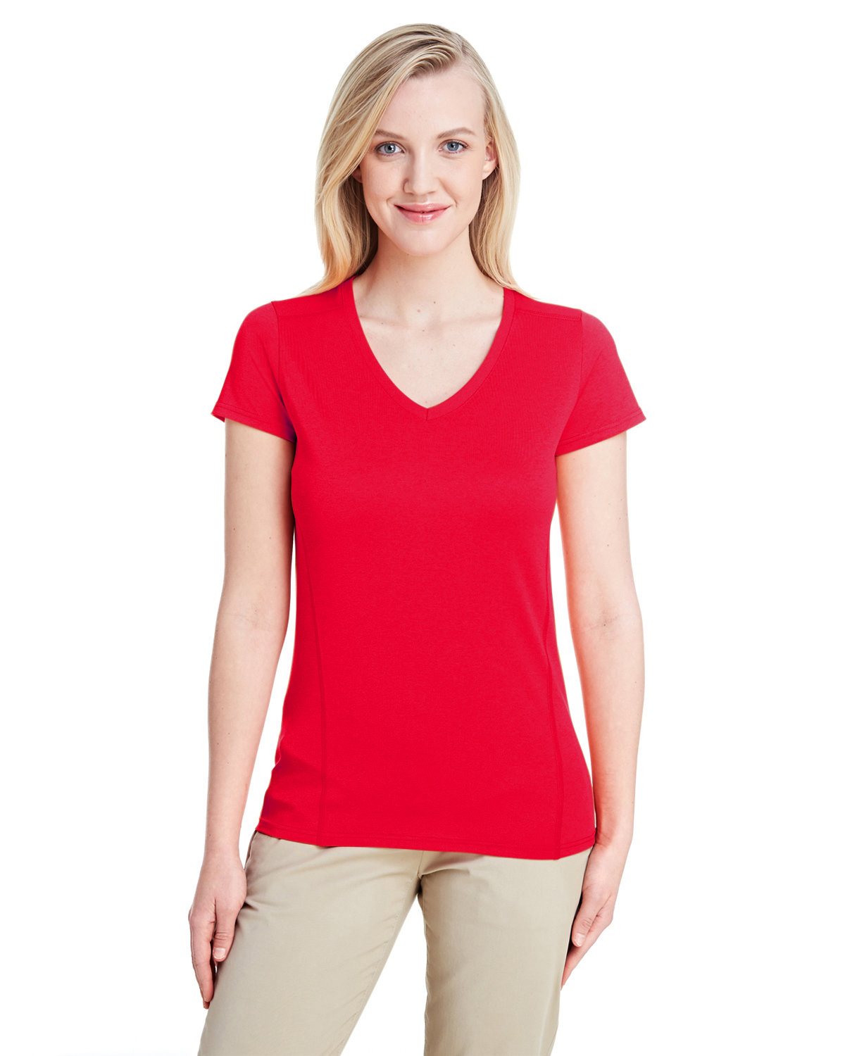 Gildan Ladies' Performance® V-Neck Tech T-Shirt RED 