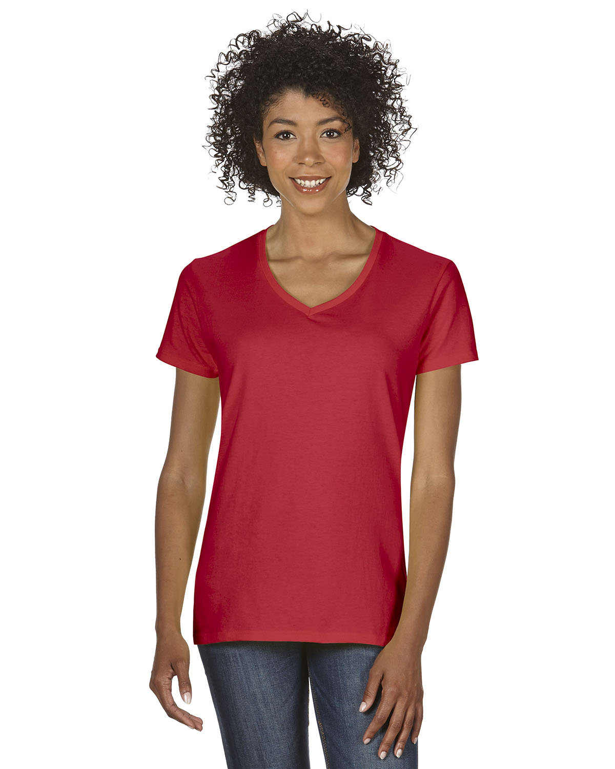 Gildan Ladies' Heavy Cotton™ V-Neck T-Shirt RED 
