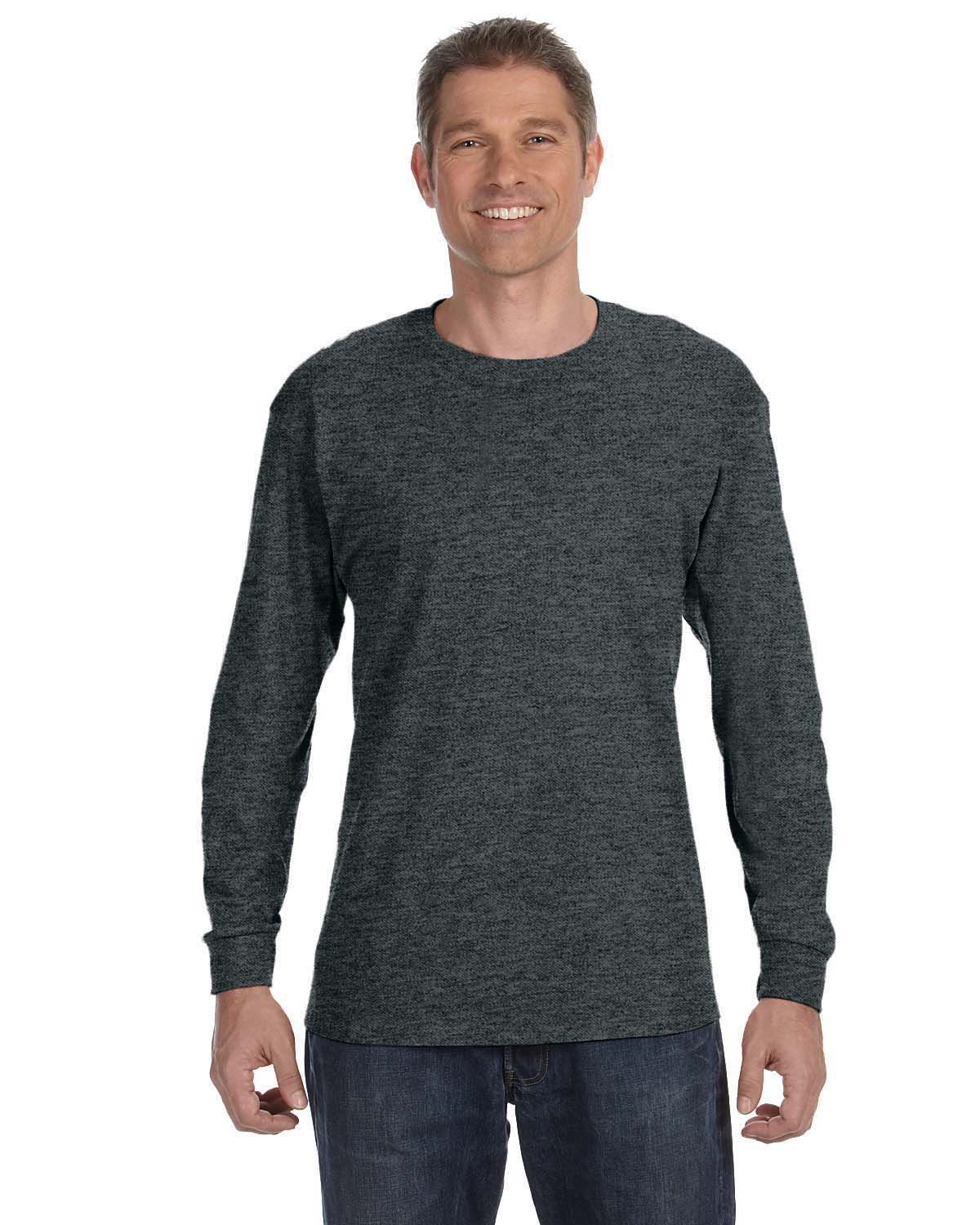Gildan Adult Heavy Cotton™ Long-Sleeve T-Shirt DARK HEATHER 