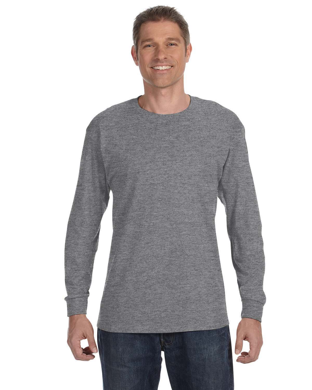 Gildan Adult Heavy Cotton™ Long-Sleeve T-Shirt GRAPHITE HEATHER 