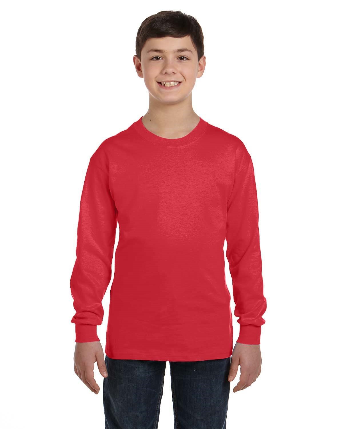 Gildan Youth Heavy Cotton™ Long-Sleeve T-Shirt RED 