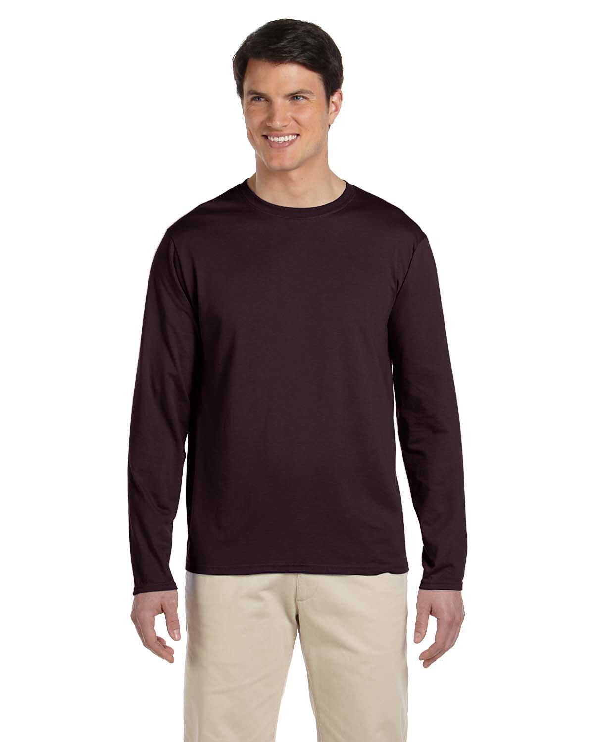 Gildan Adult Softstyle® Long-Sleeve T-Shirt DARK CHOCOLATE 