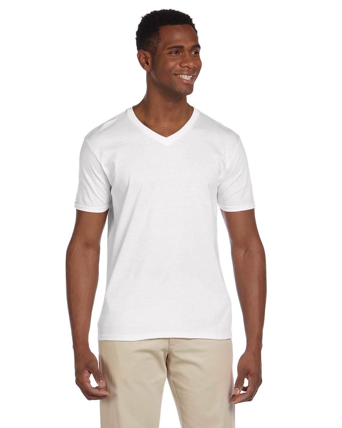 Gildan Adult Softstyle® V-Neck T-Shirt WHITE 