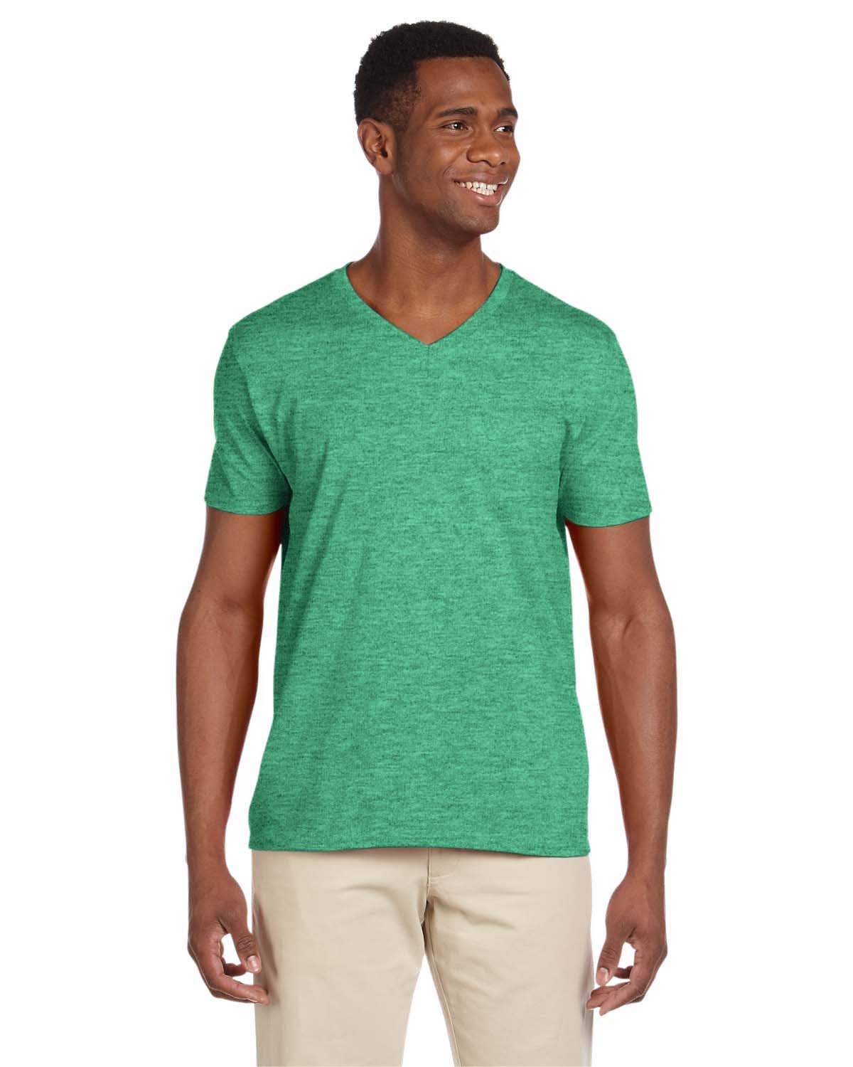 Gildan Adult Softstyle® V-Neck T-Shirt HTHR IRISH GREEN 