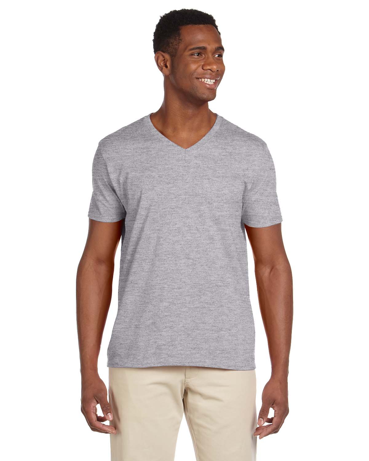 Gildan Adult Softstyle® V-Neck T-Shirt RS SPORT GREY 
