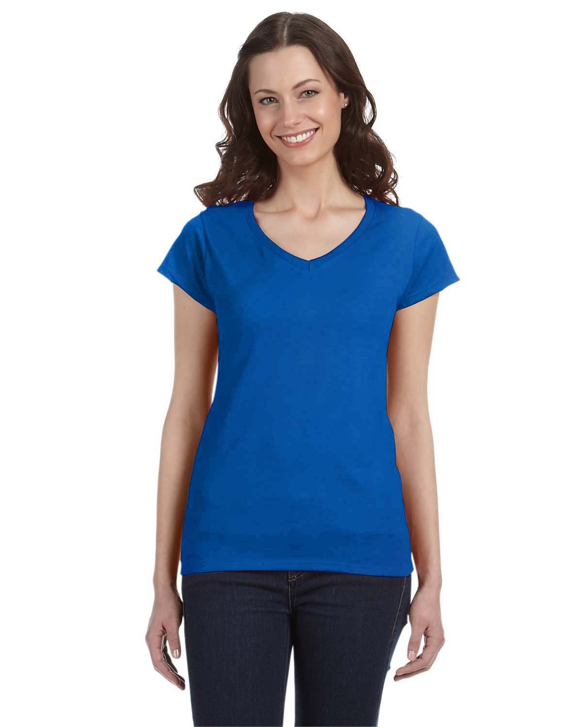 Gildan Ladies' SoftStyle®  Fitted V-Neck T-Shirt ROYAL BLUE 
