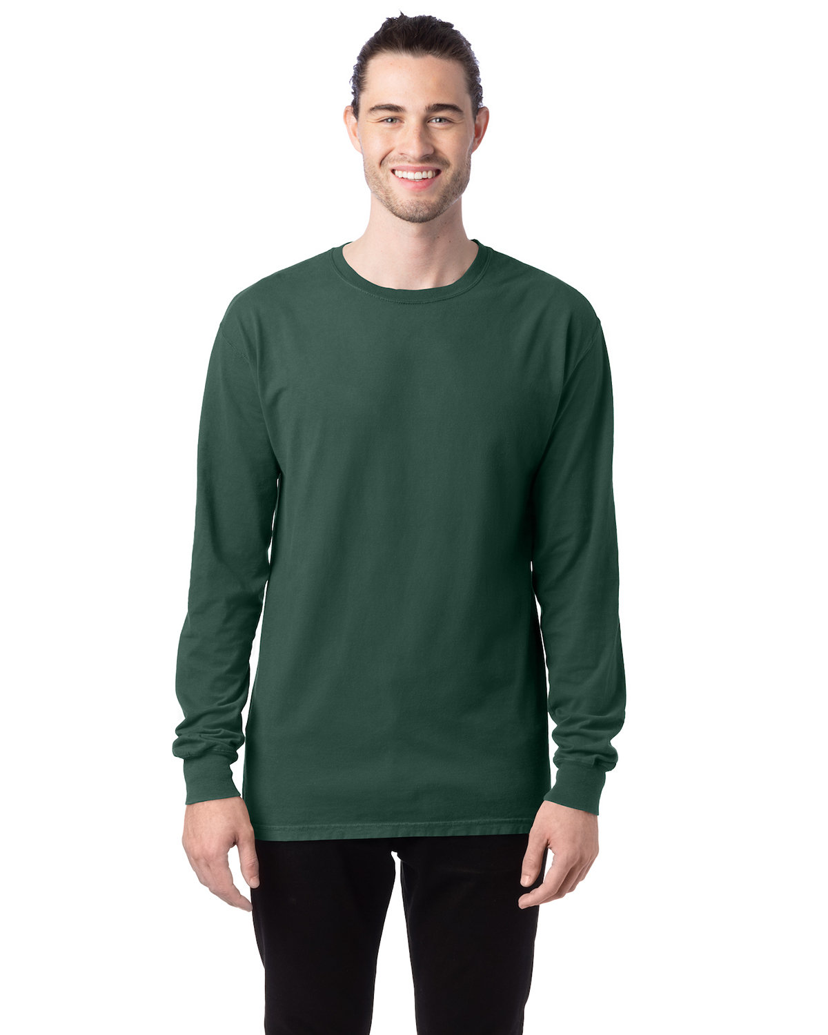 ComfortWash by Hanes Unisex Garment-Dyed Long-Sleeve T-Shirt FIELD GREEN 