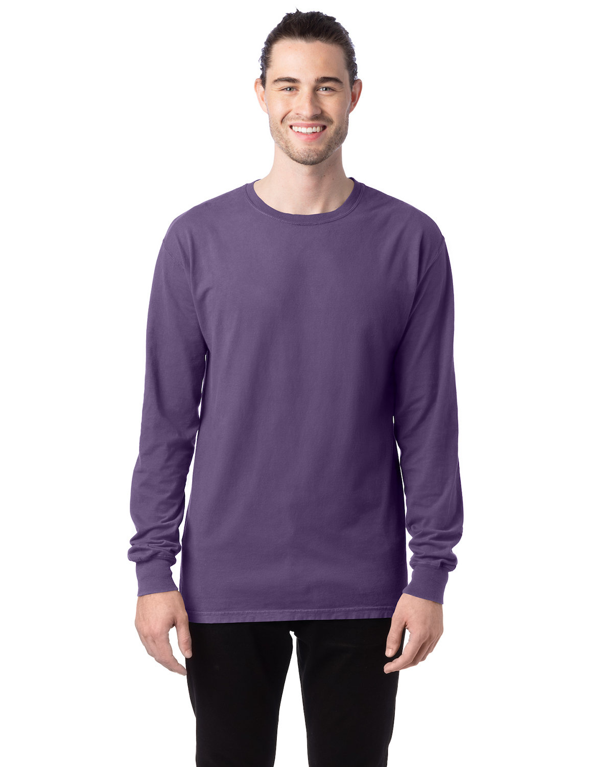 ComfortWash by Hanes Unisex Garment-Dyed Long-Sleeve T-Shirt GRAPE SODA 
