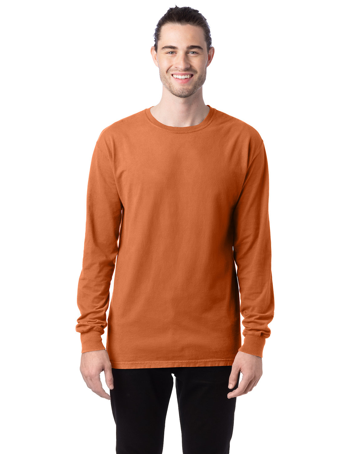 ComfortWash by Hanes Unisex Garment-Dyed Long-Sleeve T-Shirt TEXAS ORANGE 