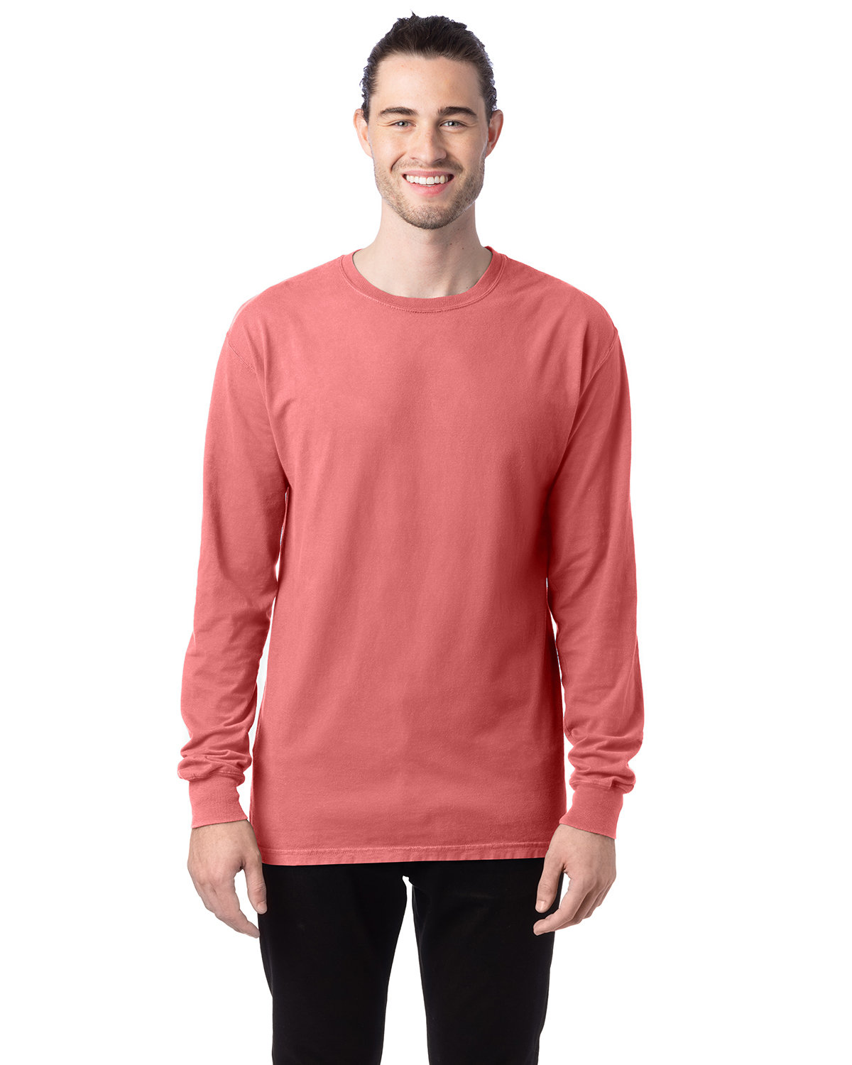 ComfortWash by Hanes Unisex Garment-Dyed Long-Sleeve T-Shirt CORAL CRAZE 