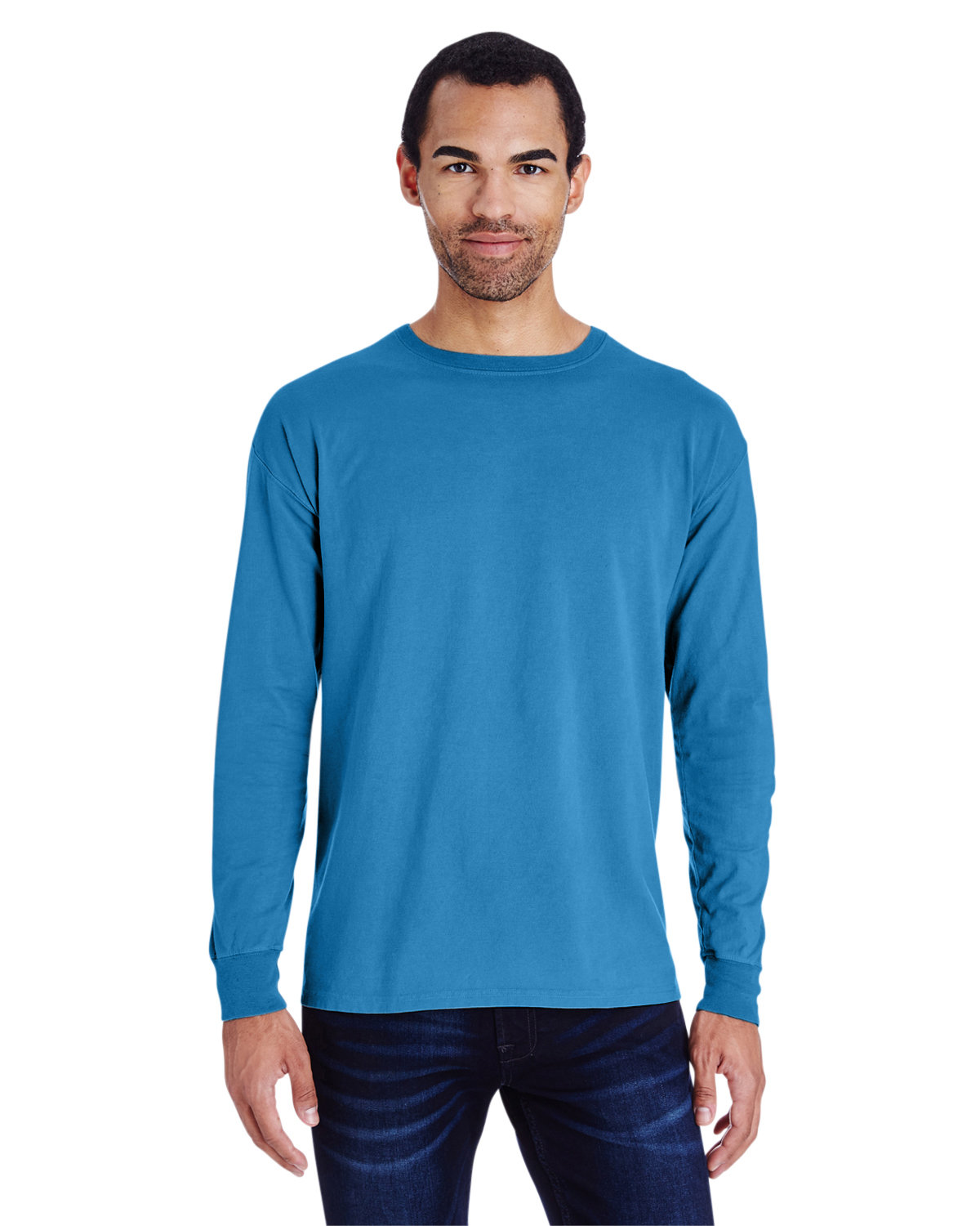 ComfortWash by Hanes Unisex Garment-Dyed Long-Sleeve T-Shirt SUMMER SKY BLUE 