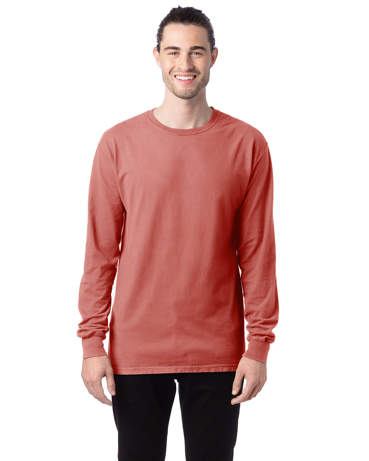 ComfortWash by Hanes Unisex Garment-Dyed Long-Sleeve T-Shirt NANTUCKET RED 