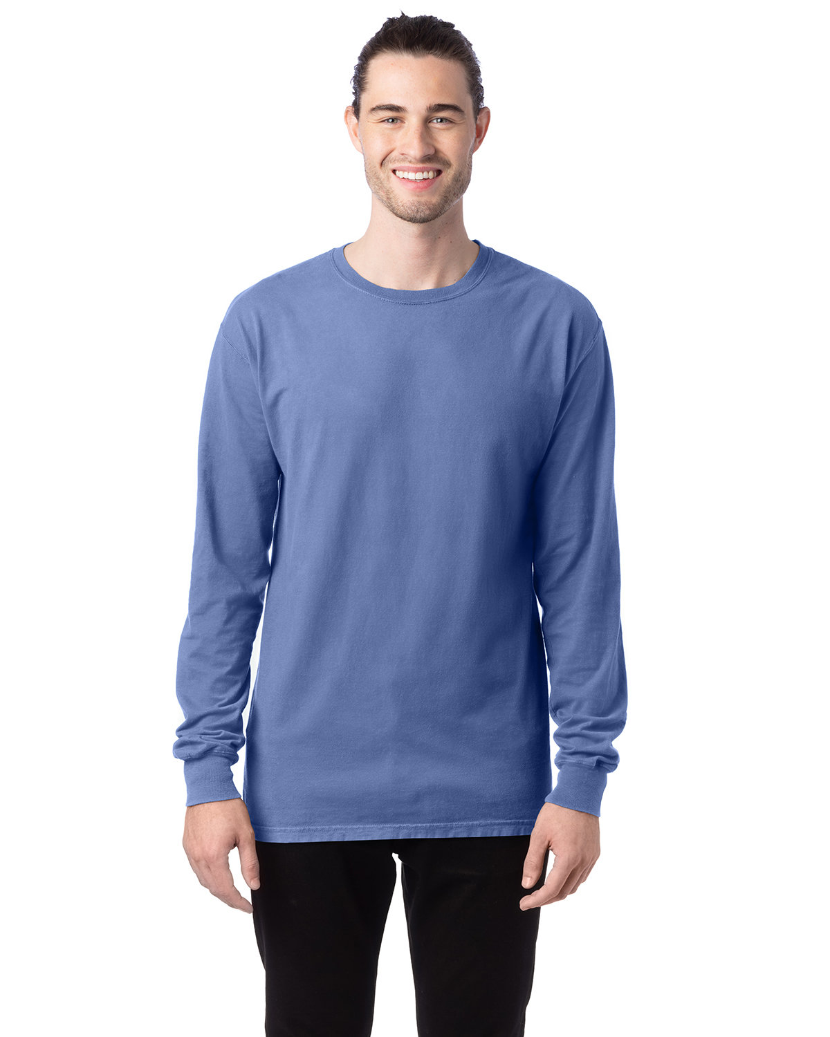 ComfortWash by Hanes Unisex Garment-Dyed Long-Sleeve T-Shirt FRONTIER BLUE 