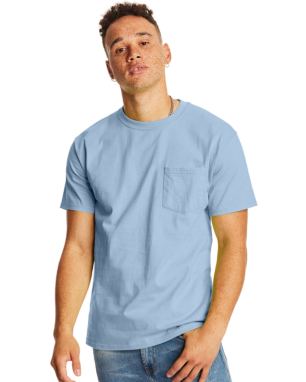 Hanes Men's Authentic-T Pocket T-Shirt light blue 