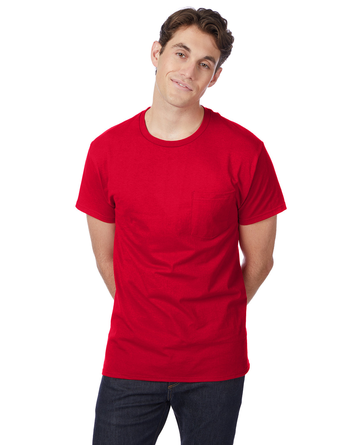 Hanes Men's Authentic-T Pocket T-Shirt deep red 