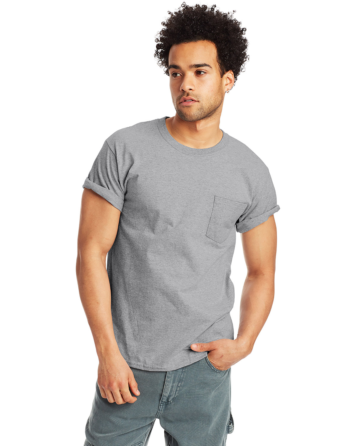 Hanes Men's Authentic-T Pocket T-Shirt light steel 