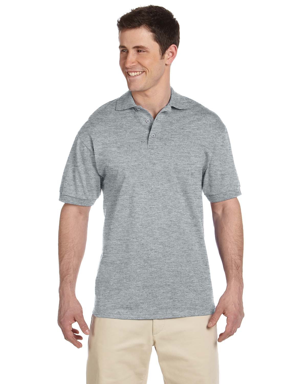 Jerzees Adult Heavyweight Cotton™ Jersey Polo ATHLETIC HEATHER 