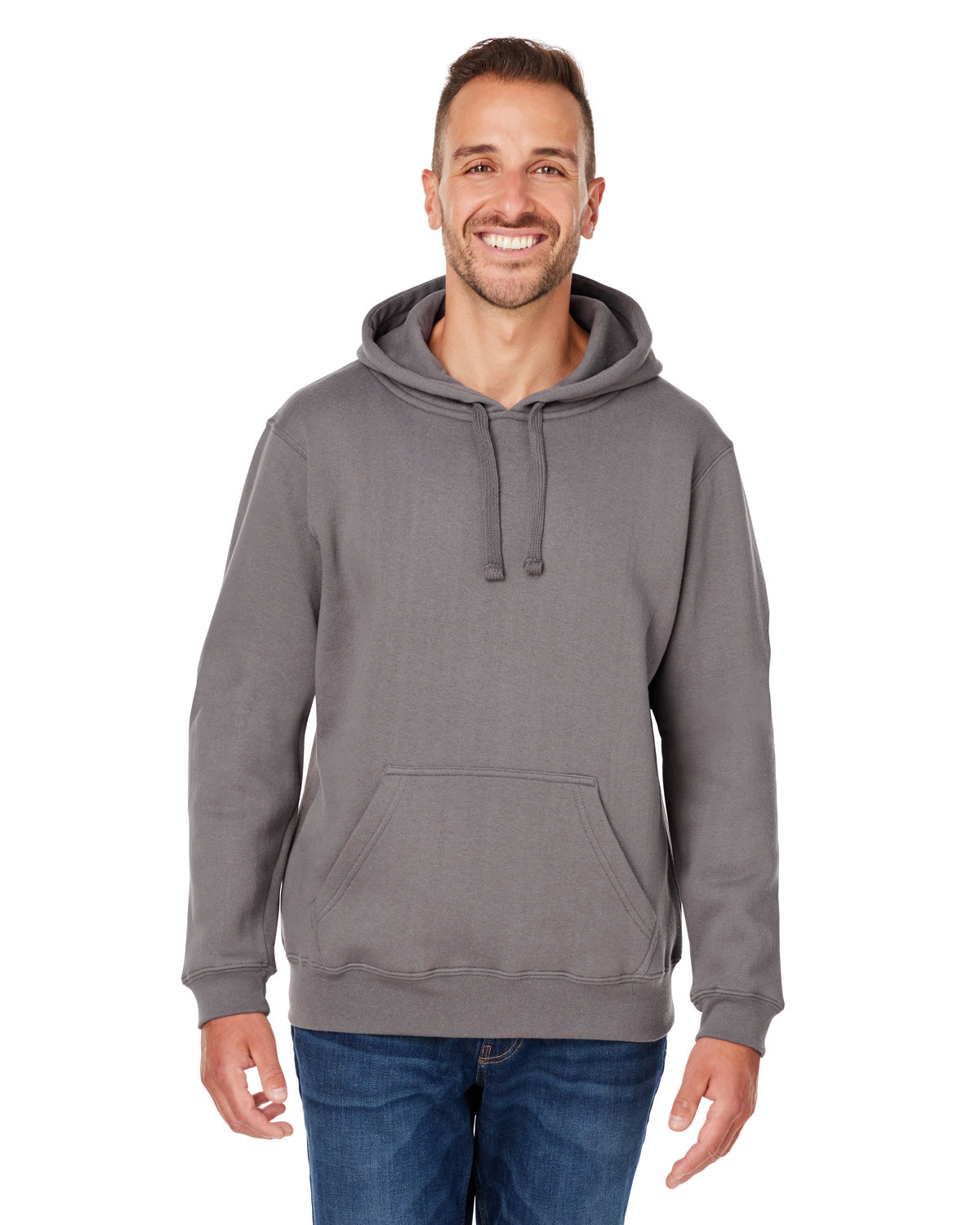 J America Adult Premium Fleece Pullover Hooded Sweatshirt FOSSIL 