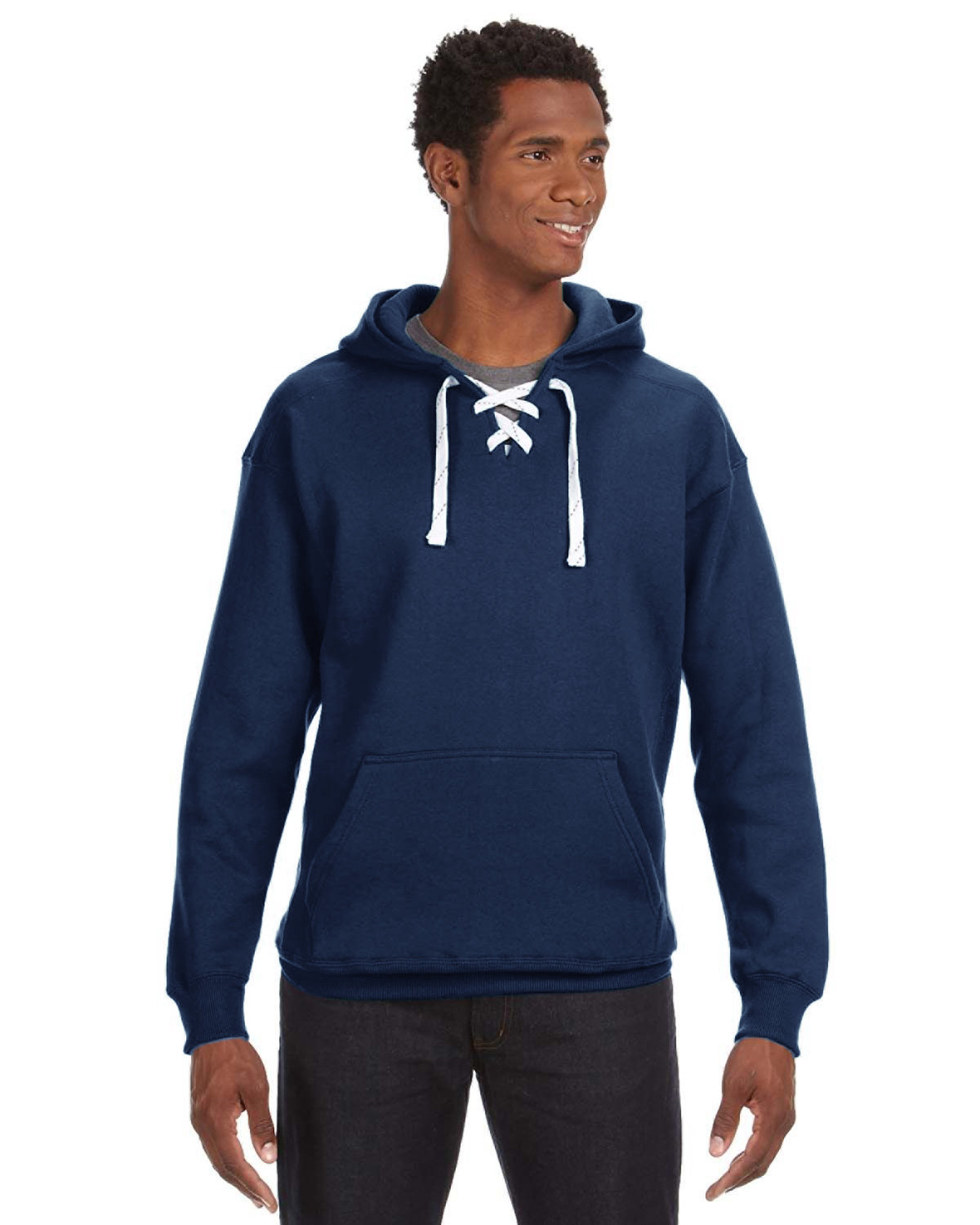 J America Adult Sport Lace Hooded Sweatshirt | alphabroder
