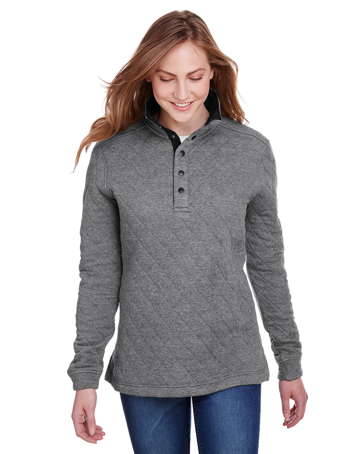 J America Ladies' Quilted Snap Pullover | alphabroder