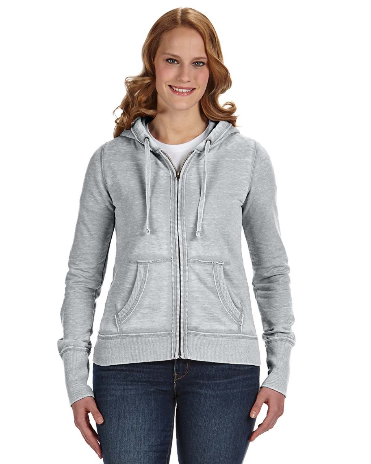 J America Ladies' Zen Full-Zip Fleece Hooded Sweatshirt | alphabroder