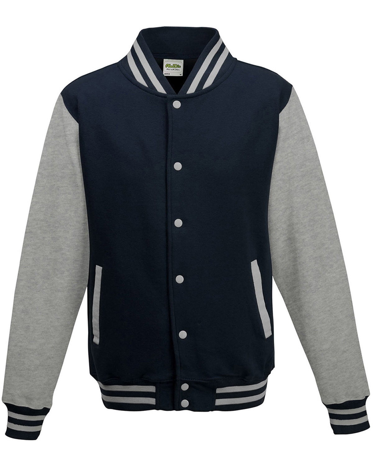 Just Hoods By AWDis Youth 80/20 Heavyweight Letterman Jacket OXF NVY/ HTH GRY 