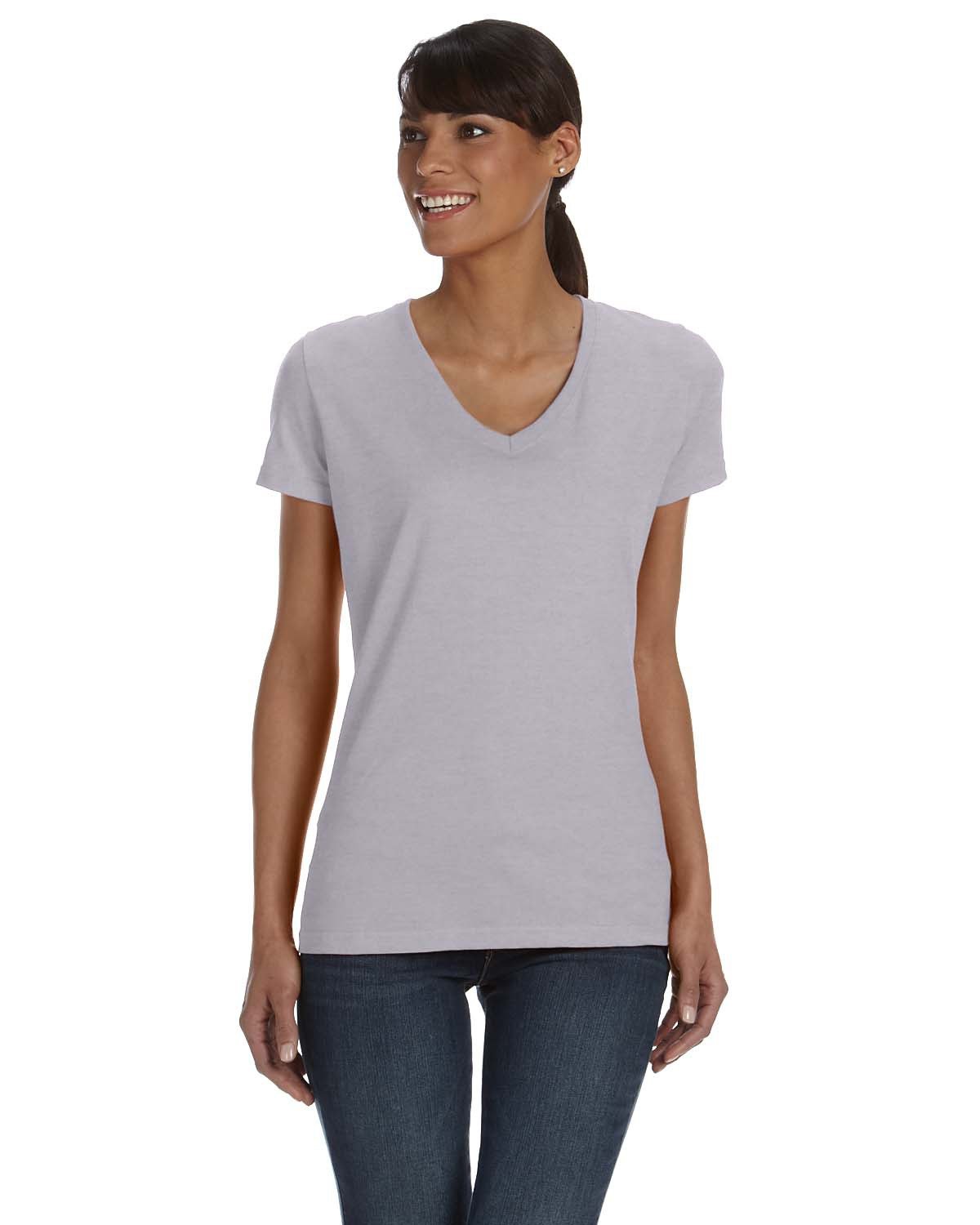 Fruit of the Loom Ladies' HD Cotton™ V-Neck T-Shirt ATHLETIC HEATHER 