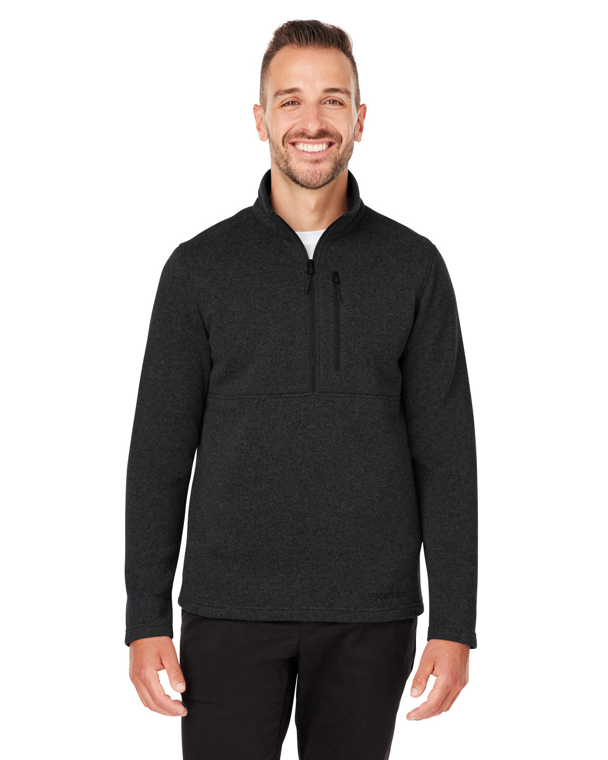 Marmot Men's Dropline Half-Zip Sweater Fleece Jacket BLACK 