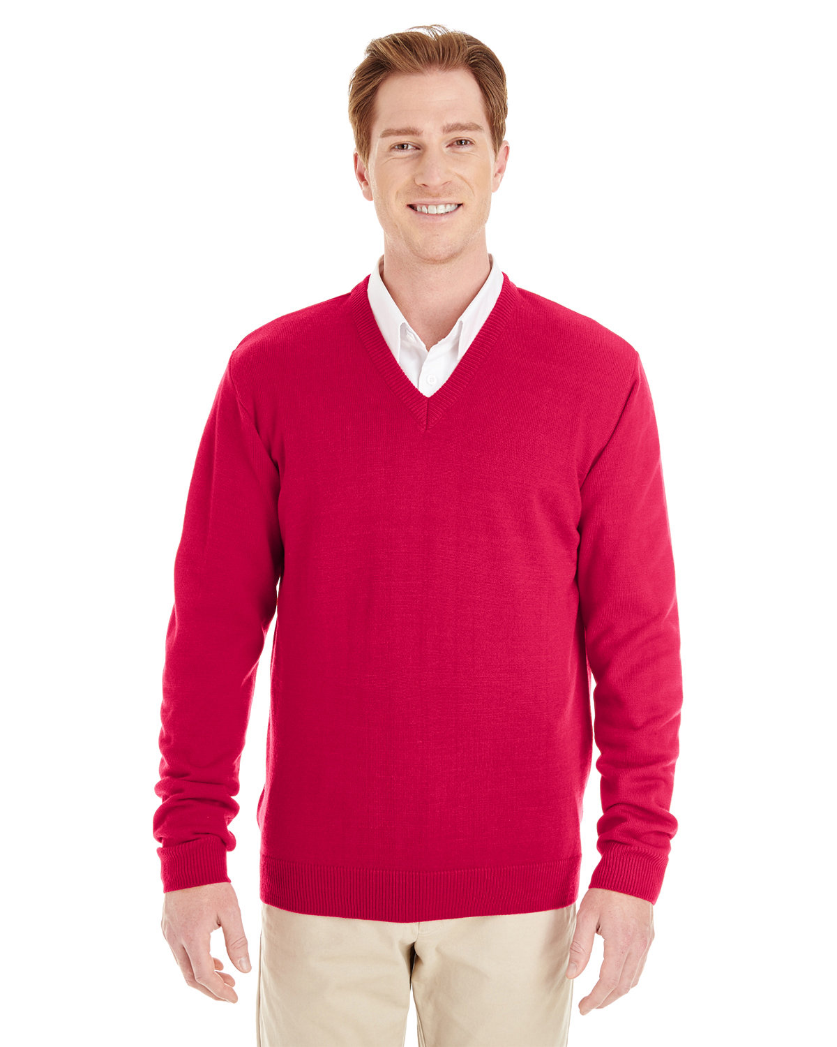 Harriton Men's Pilbloc™ V-Neck Sweater RED 