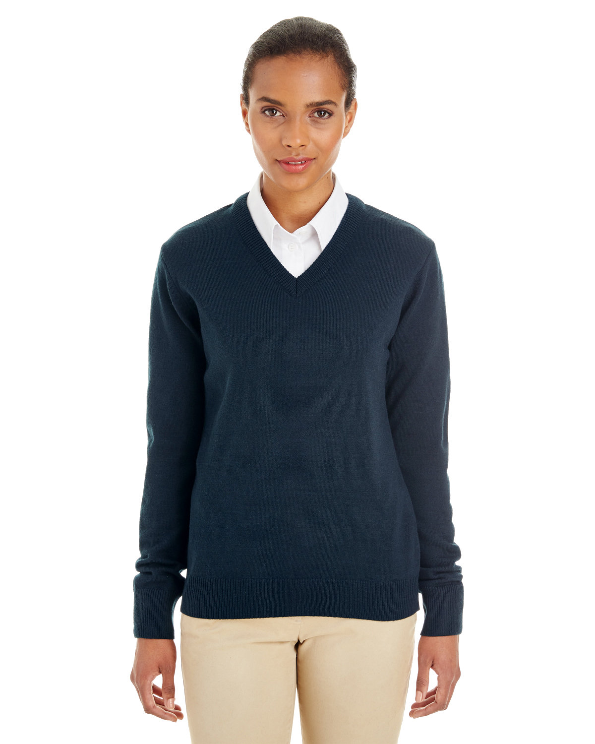 Harriton Ladies' Pilbloc™ V-Neck Sweater DARK NAVY 