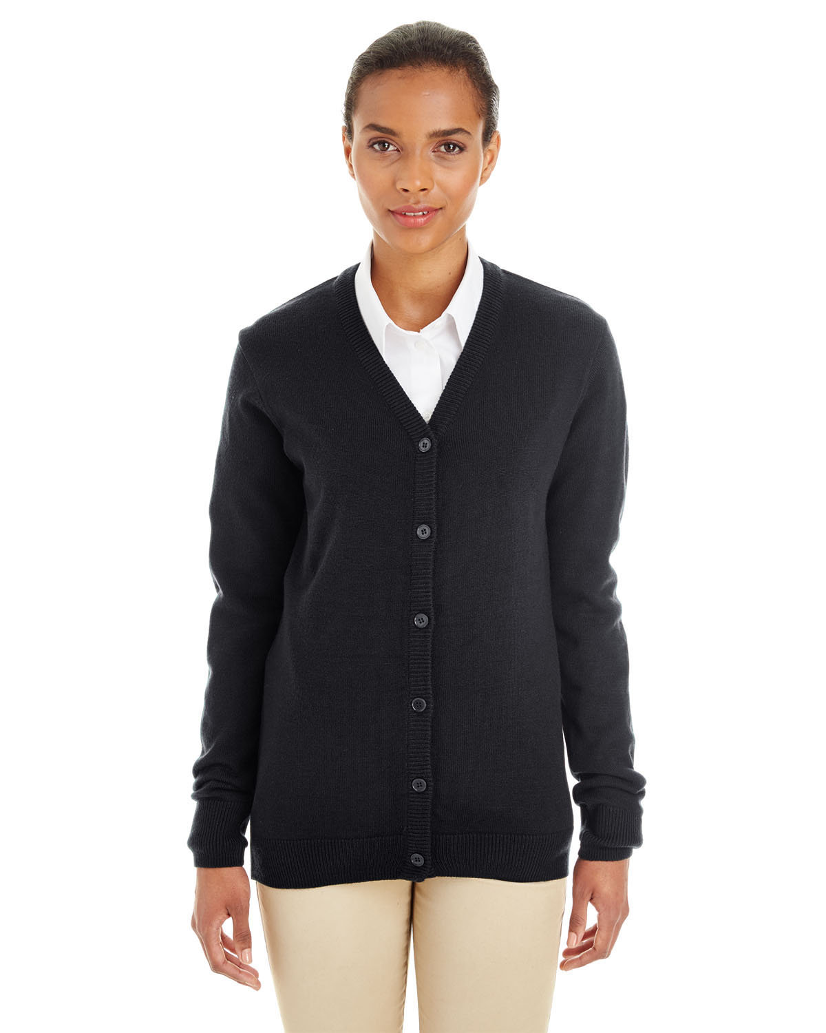 Harriton Ladies' Pilbloc™ V-Neck Button Cardigan Sweater | alphabroder