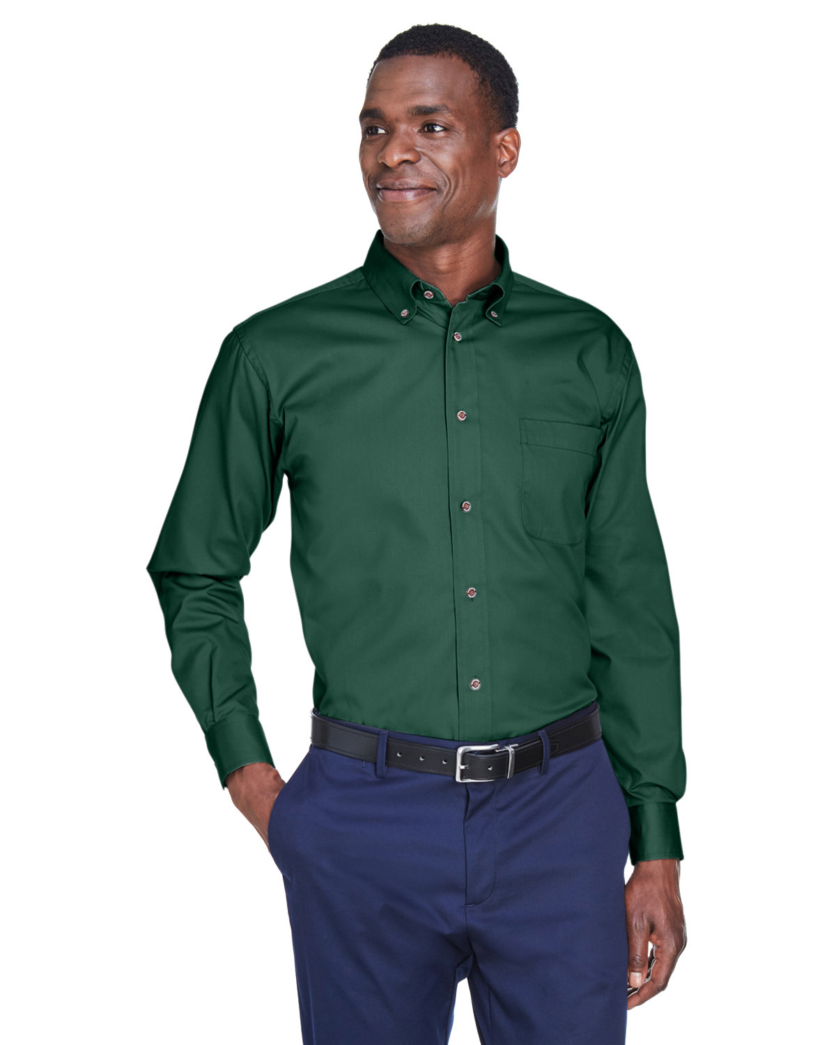 Harriton Men's Easy Blend™ Long-Sleeve Twill Shirt with Stain-Release HUNTER 