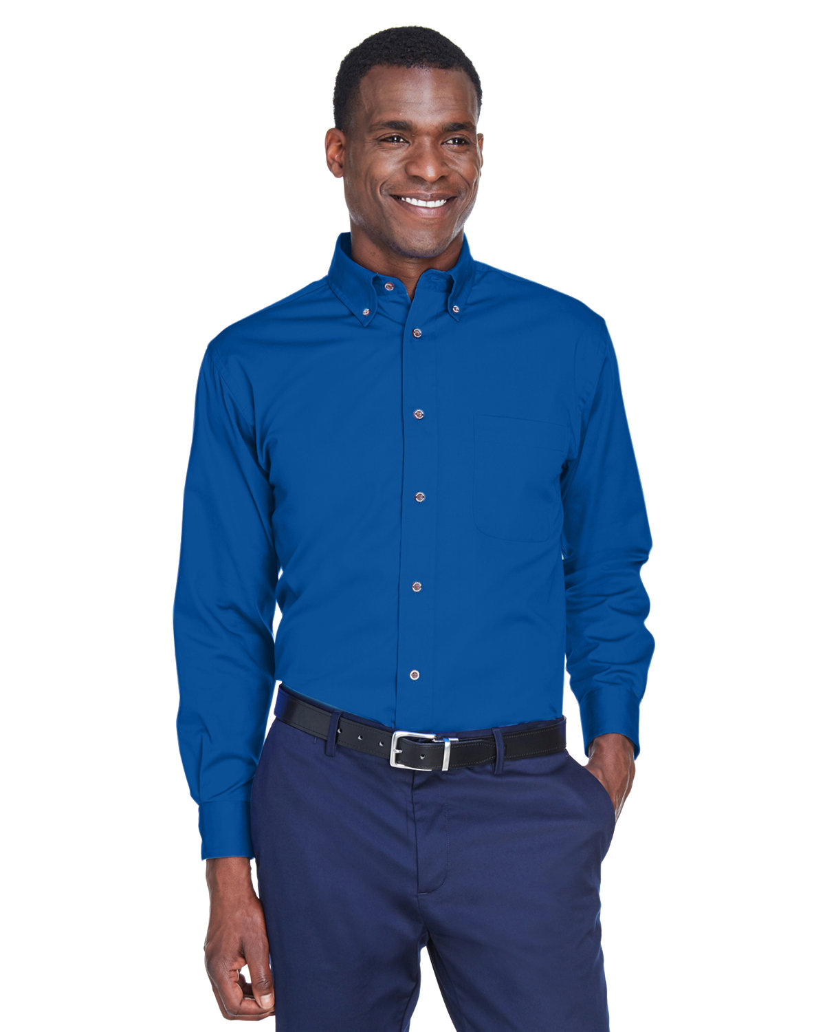 Harriton Men's Easy Blend™ Long-Sleeve Twill Shirt with Stain-Release french blue 