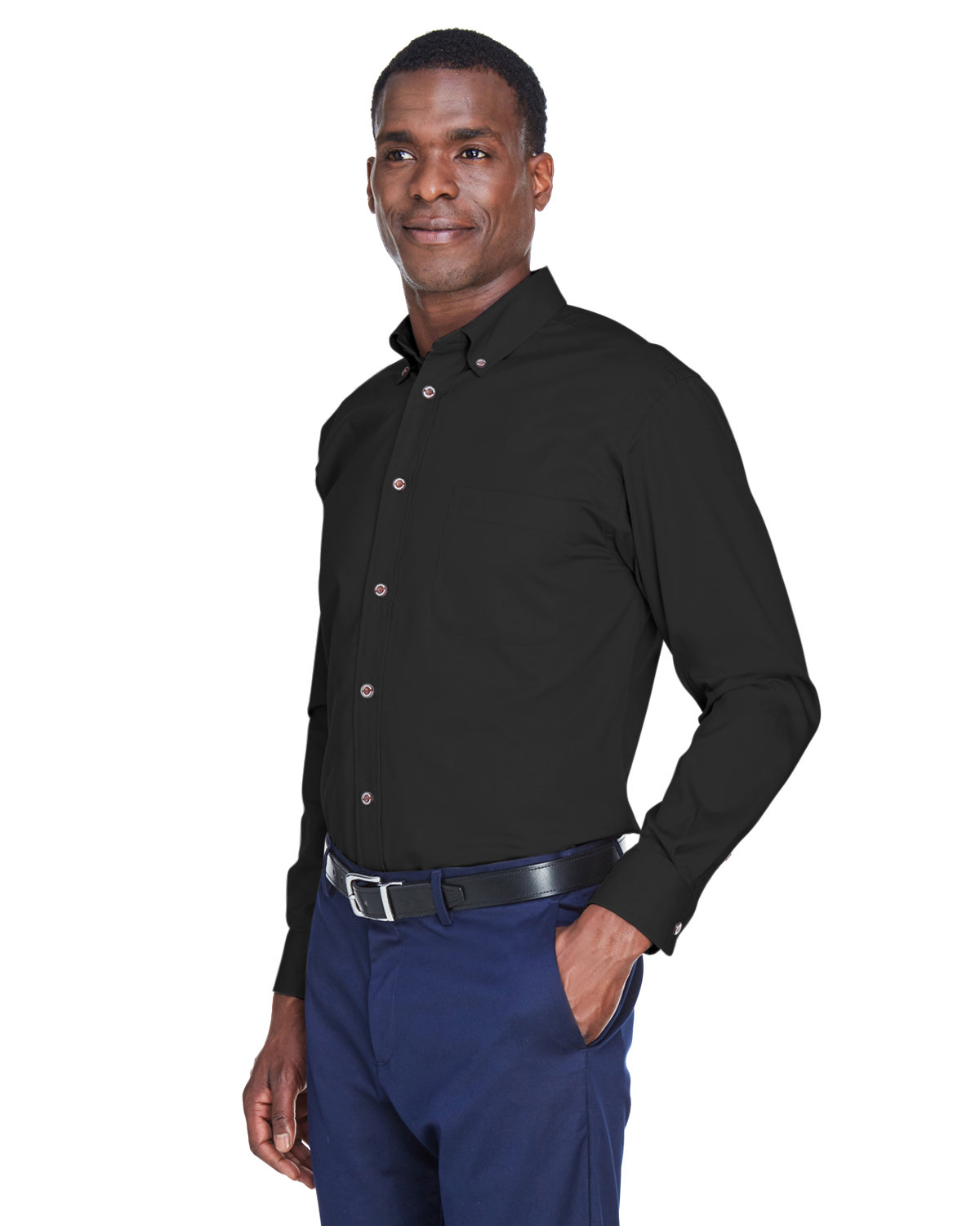 Harriton Men's Tall Easy Blend™ Long-Sleeve Twill Shirt with Stain ...