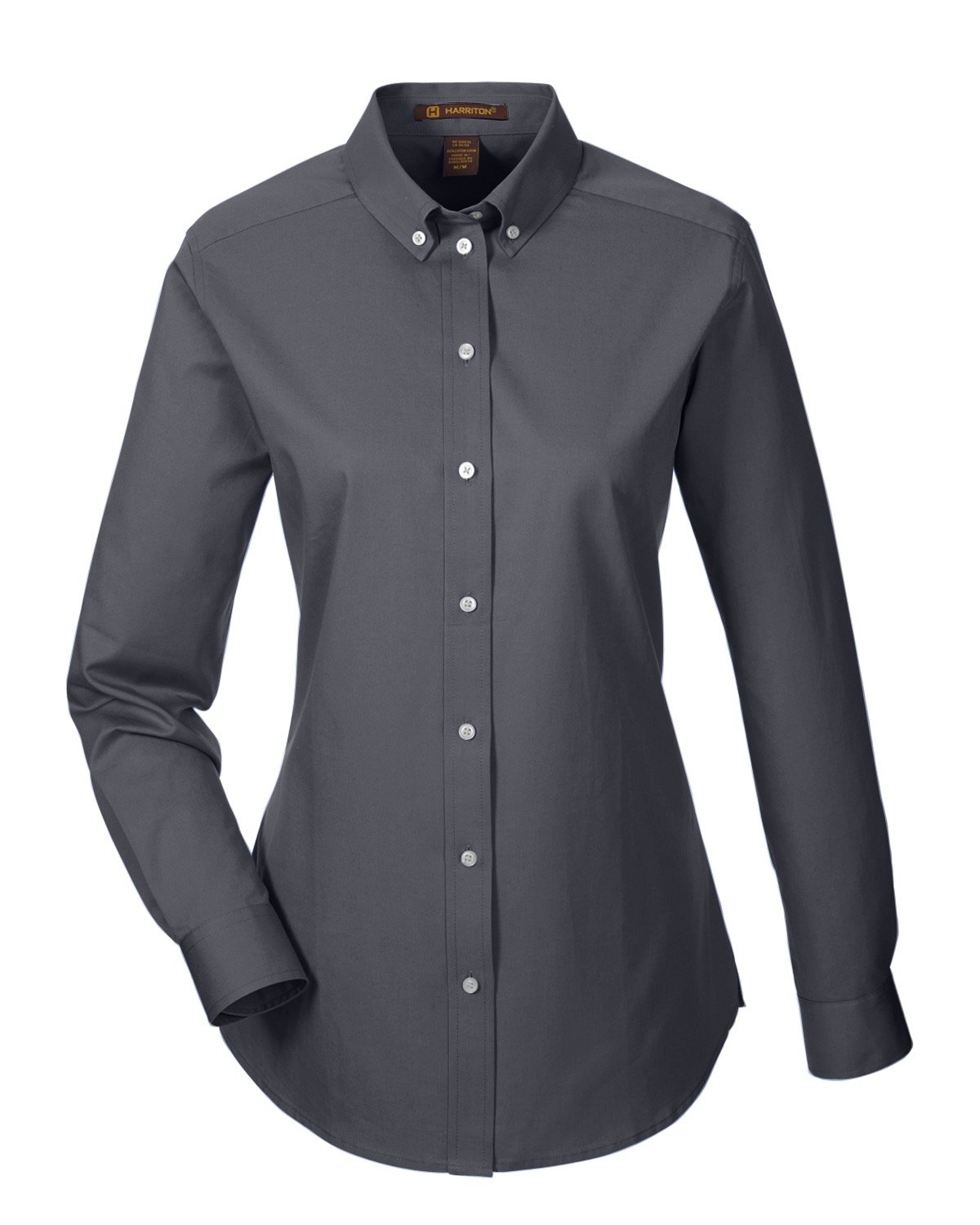 Harriton Ladies' Foundation 100% Cotton Long-Sleeve Twill Shirt with ...