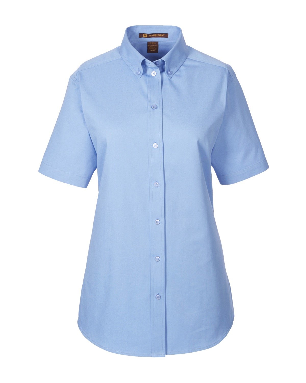 Harriton Ladies' Foundation 100% Cotton Short-Sleeve Twill Shirt with ...