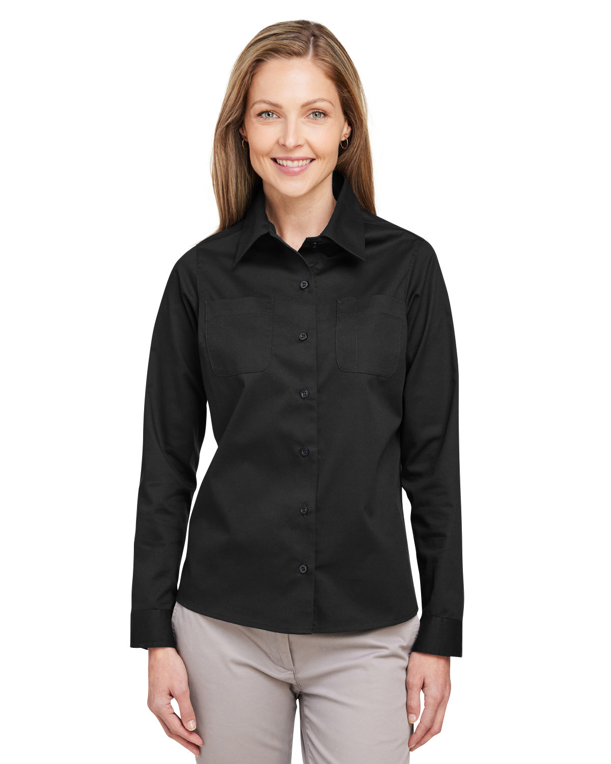 Harriton Ladies' Advantage IL Long-Sleeve Workshirt black 