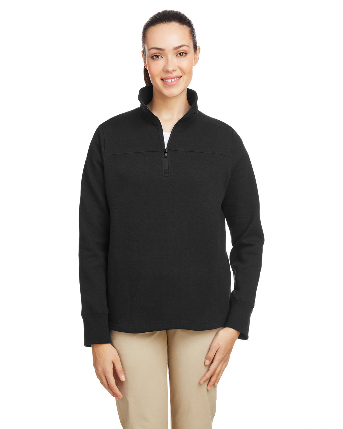 Nautica Ladies' Anchor Quarter-Zip Pullover BLACK 