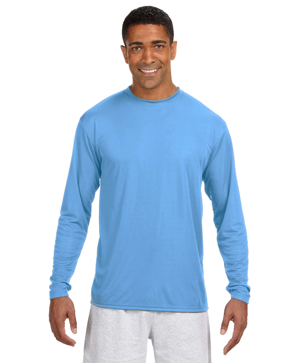 A4 Men's Cooling Performance Long Sleeve T-Shirt light blue 